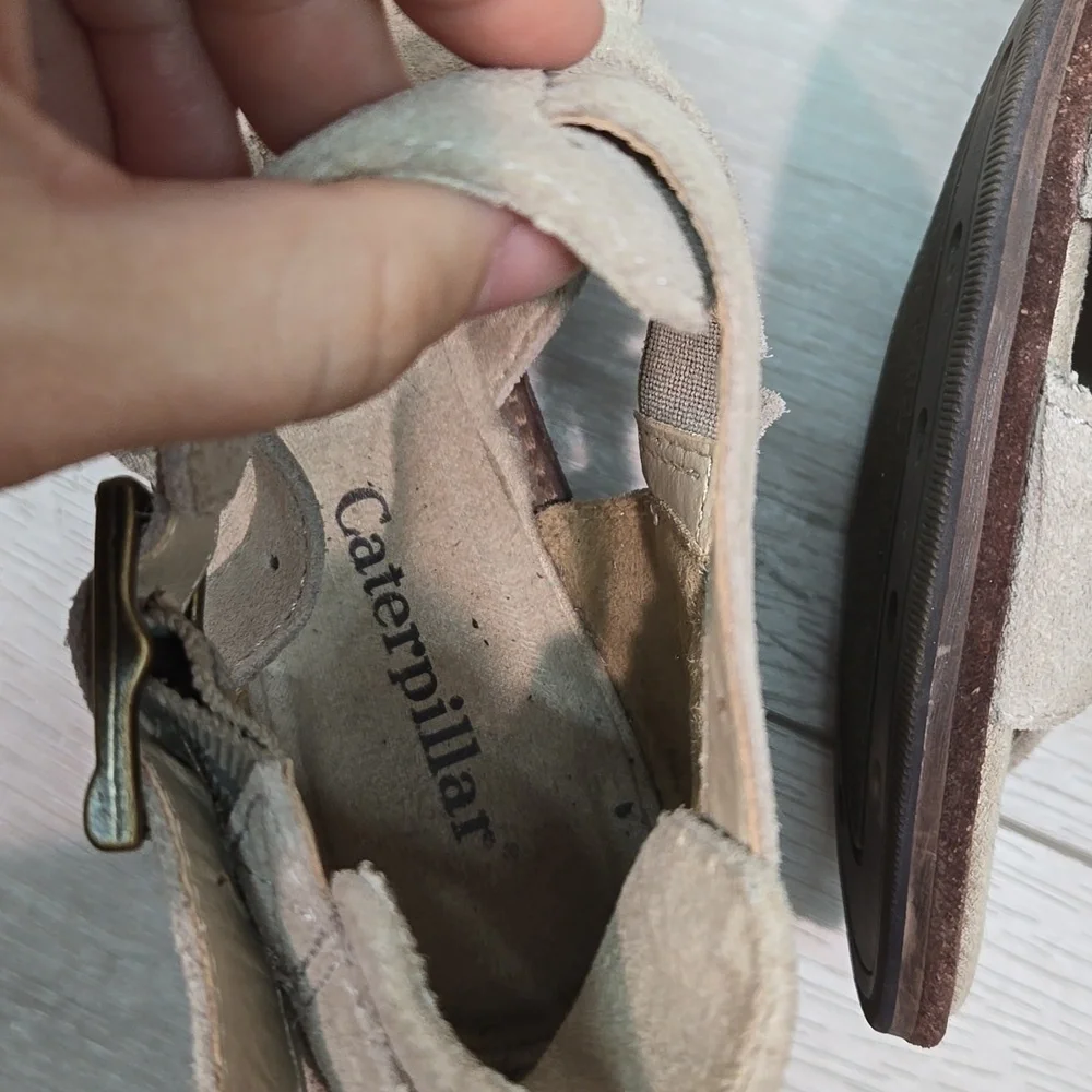 Caterpillar Women Leather Open Toe Heels Sandals shoes sz 10